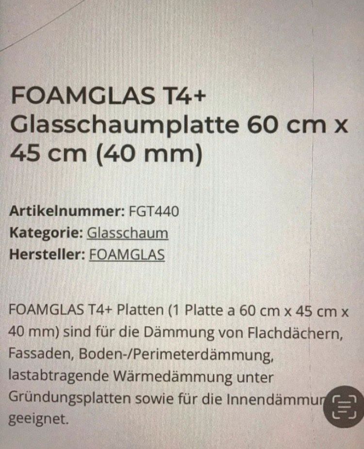 Dämmplatten für 50qm-Foamglas-Dämmung 30,86 pro qm in Waiblingen