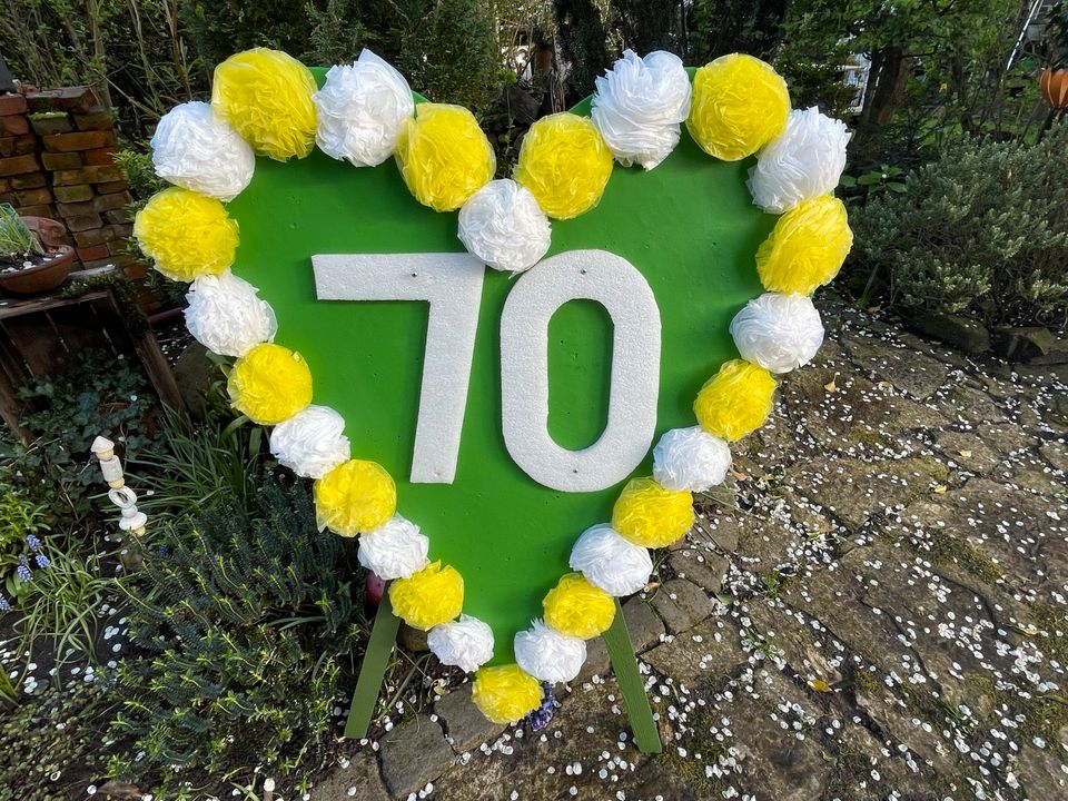 70. Geburtstag, Geburtstagsschild, Herzschild, Schilderverleih in Westoverledingen