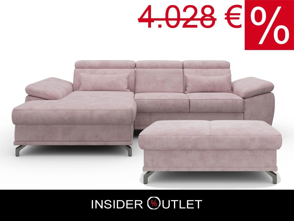 Ecksofa & Hocker 295cm Federkern Schlaffunktion Bettkasten Rose in Köln