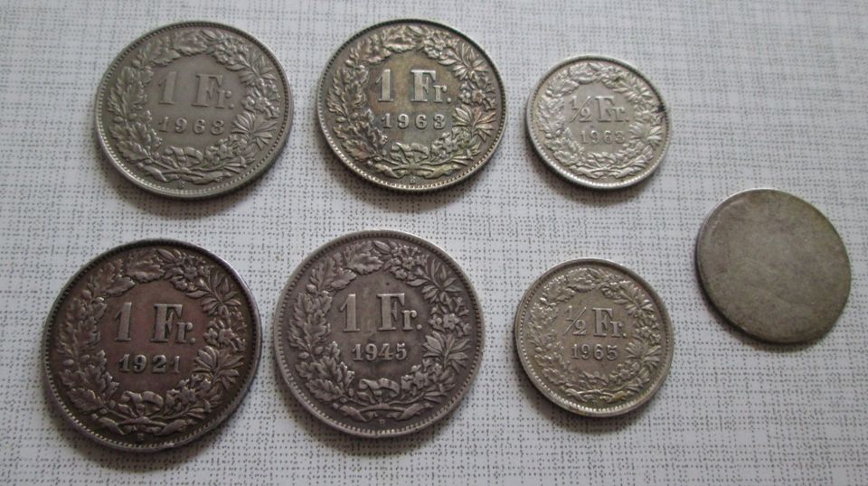 Silbermünzen 5 FR. Schweiz Sammler in Lübeck