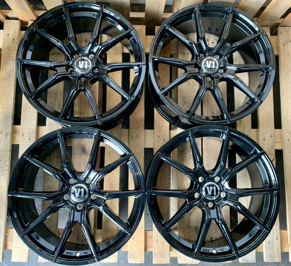 20 Zoll ET25 V1 Wheels V1 Schwarz Felgen für Audi Q3 8U RS RS4 QB6  RS6 4F A4 B8 8K Allroad A5 S5 RS5 B8 8K A6 S6 RS6 4G Allroad A7 S7 RS7 4G A8 S8 4H Q5 8R FY SQ5 Q7 4L SQ7 VW Tiguan Skoda Kodiaq in Rodgau