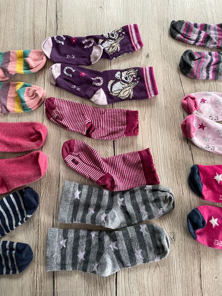 Mädchen 9 paar  Socken 23-26 Pferde, gebrauchte Socken in Kirchhaslach