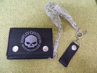 Harley Geldbörse Leder schwarz Portemonnaie Skull Kette Hartgeld Niedersachsen - Schortens Vorschau