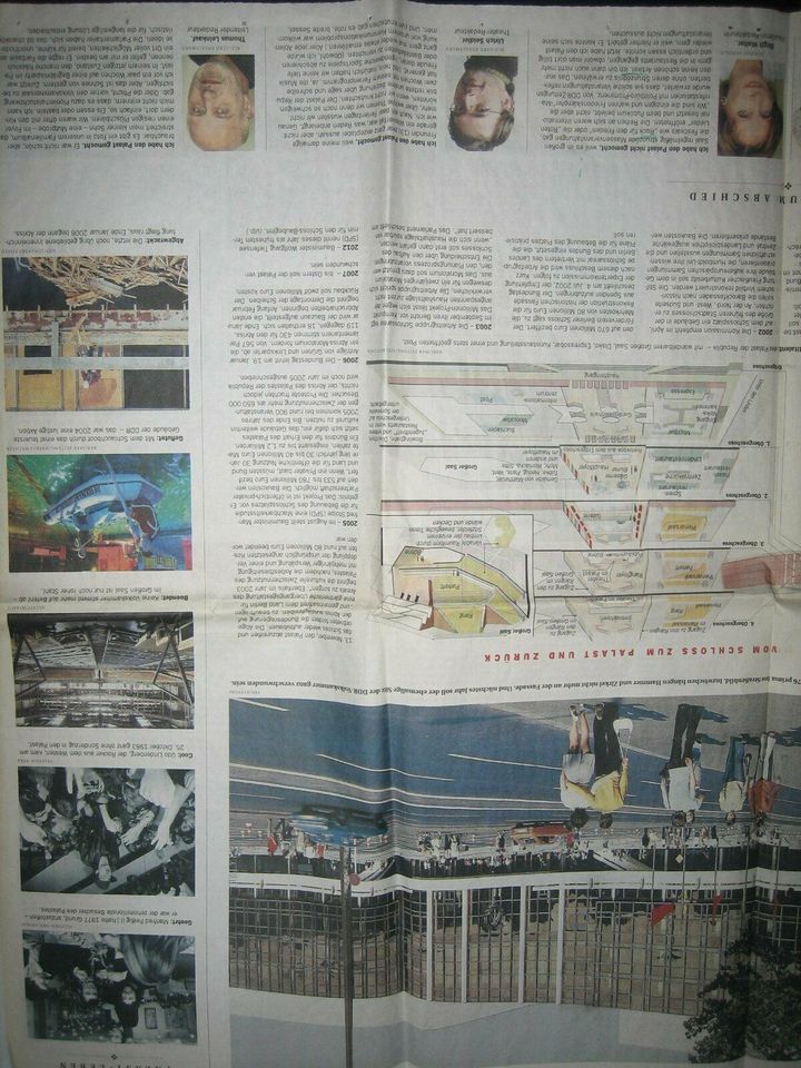 Zeitungsseiten/auschn. Berliner Zeitung Palast Abriss 1996-2006 in Berlin
