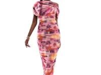 ASOS DESIGN Bardot-Midikleid Rosa Netzstoff verschwommenes Muster Hessen - Pohlheim Vorschau