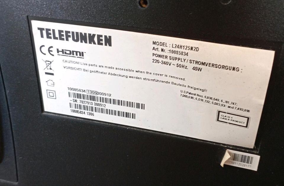 Telefunken L24H125D DVD Fernseher mit DVD Player in Schönefeld