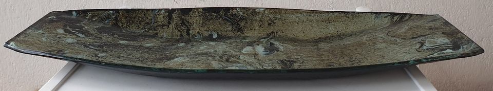 gr. flache rechteckige Glasschale,ca.51x19x4cm,grüntöne,gemustert in Lübeck
