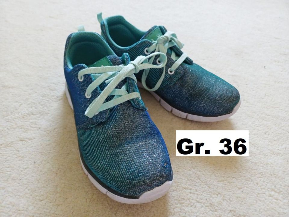 Schöne leichte Glitzer-Sneaker, türkisblau, Größe 36 in Neu-Isenburg