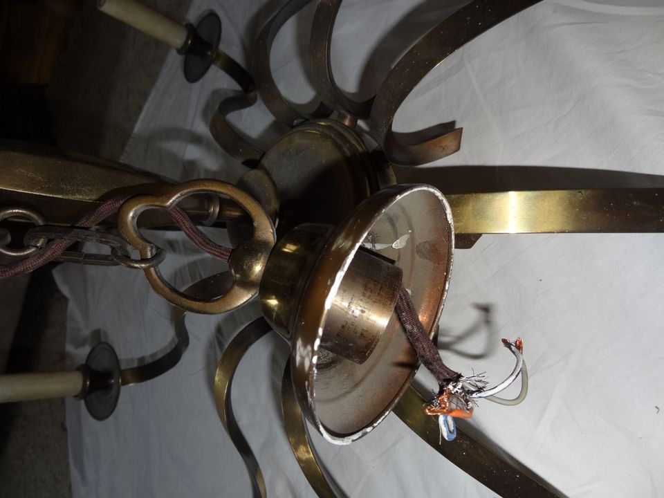 W Deckenlampe +2passenden Wandleuchten Messing Lampenset 84cm Höh in Bacharach