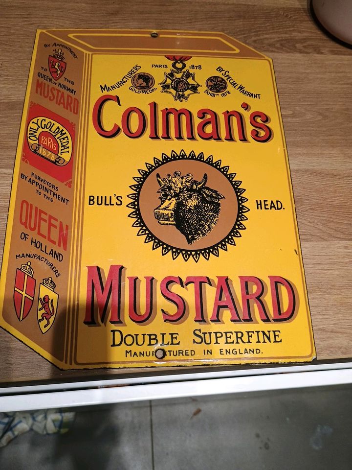 Colman's Mustard/ Senf...Replika-Emailschild 1980er Jahre in München