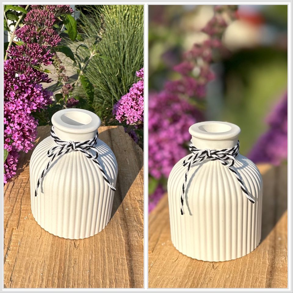 Vase Raysin für Stabkerzen oder Blumen Streifenvase Deko Geschenk in Willingshausen