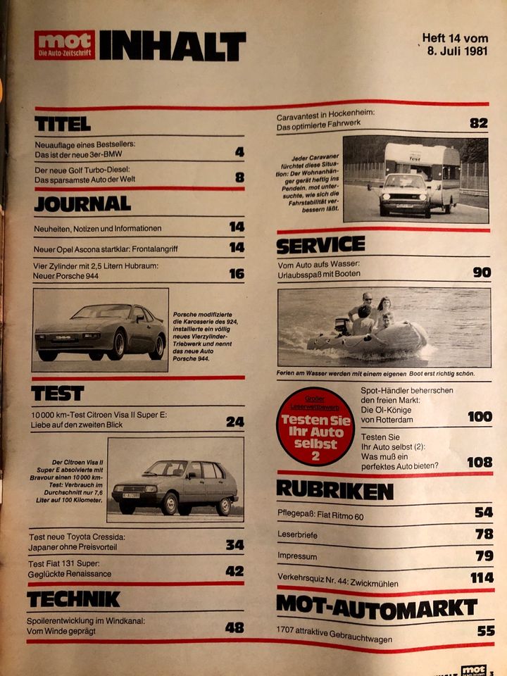 MOT -die Auto-Zeitschrift 14/1981 Citroën Visa II Toyota Cressida in Essen