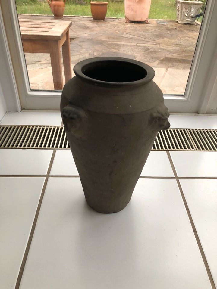 Bodenvase ❗️Löwenköpfe Vase H 40cm grau matt Keramik in Hamburg