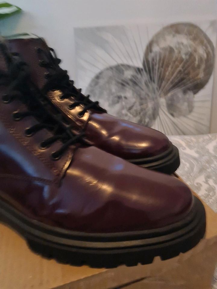 ZignLEATHER - Schnürstiefelette in bordeaux rot Gr. 45 in Stuttgart