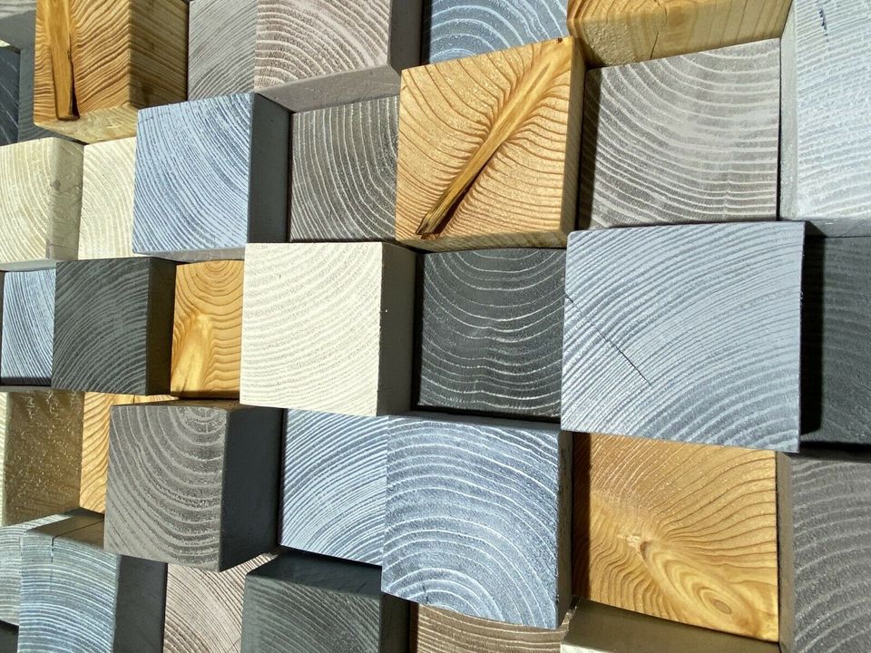 3D Mosaik Kunst Wandbild Massiv Holz Bild Wand Holzbild in Bad Bramstedt