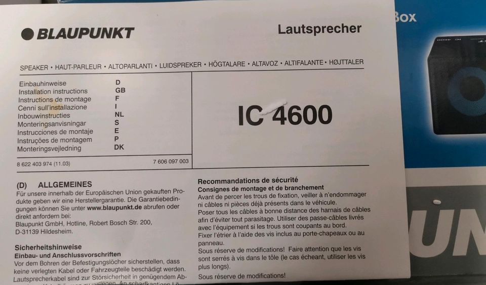 Blaupunkt Lautsprecher IC 4600 in Hildesheim