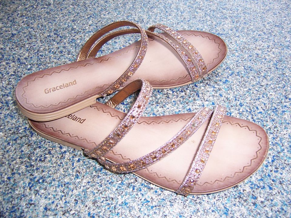 wNEU Sandalen Sandaletten Slipper Deichmann Graceland Glitzer 37 in Spangenberg