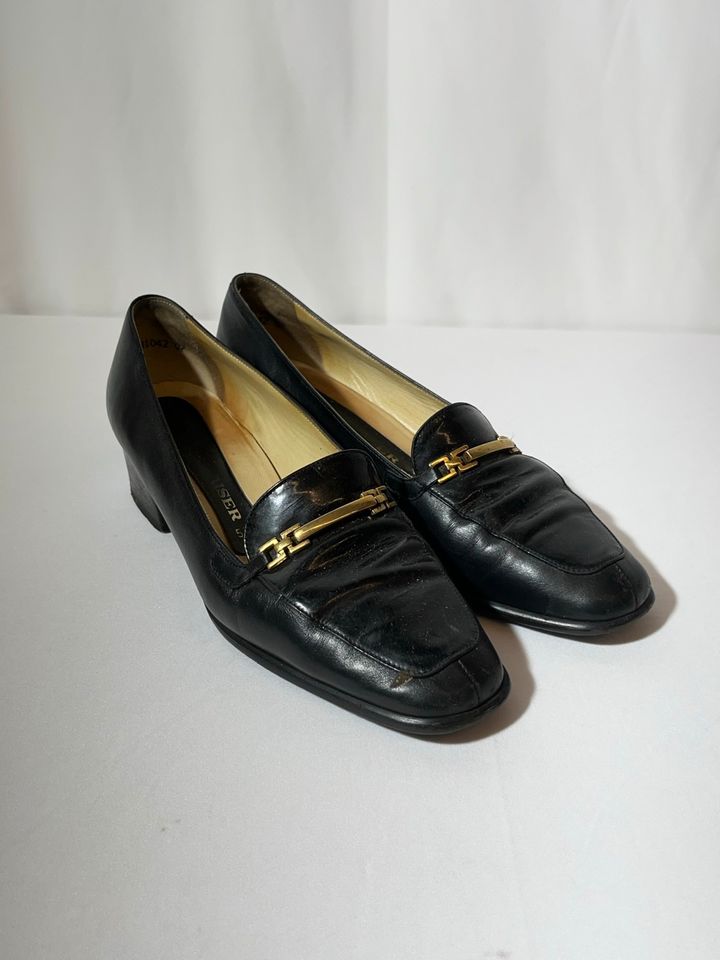 Vintage Peter Kaiser Pumps High Heels Schwarz Goldschnalle Gr 38 in Sankt Augustin