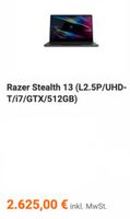 Razer Blade Stealth 13 (L2.5P/UHD-T/i7/GTX/512GB) Neu + OVP Baden-Württemberg - Ostfildern Vorschau