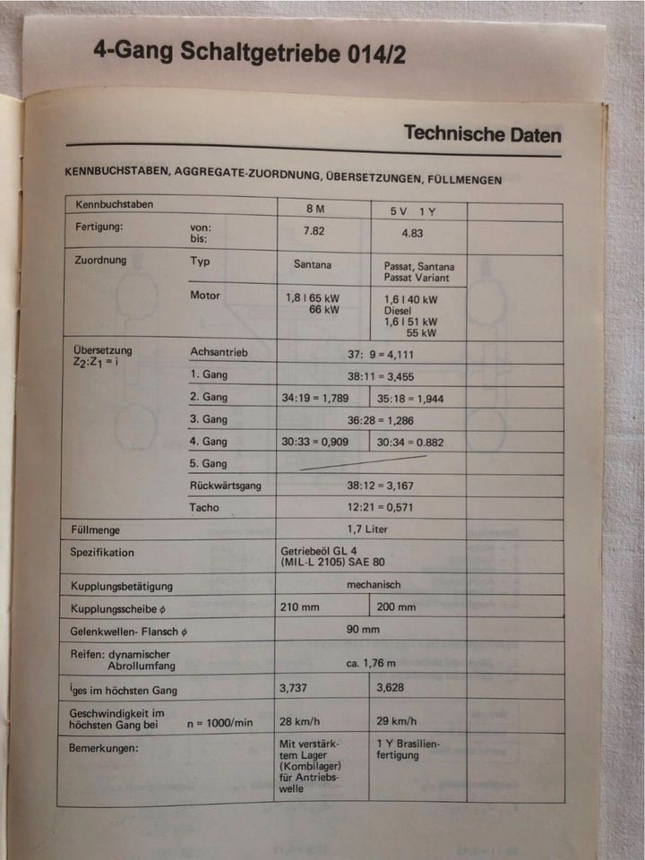 Reparaturleitfäden Passat B2/32b 1981-88 "5/6-Gang Schaltgetriebe in Wallmerod