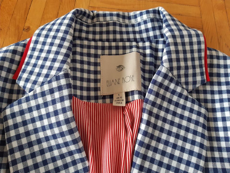 Blazer Damen blau wei kariert Gr. S 36 Eliane Rose in Bonn