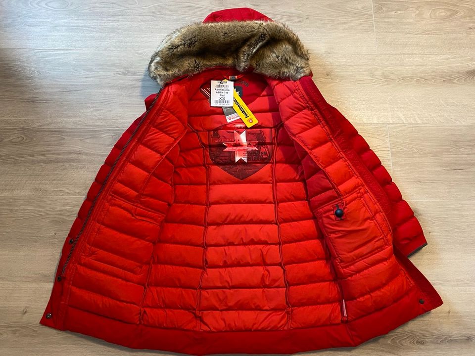 Wellensteyn Winterjacke Parka Mantel Abendstern rot Gr. XS Long in Kastellaun