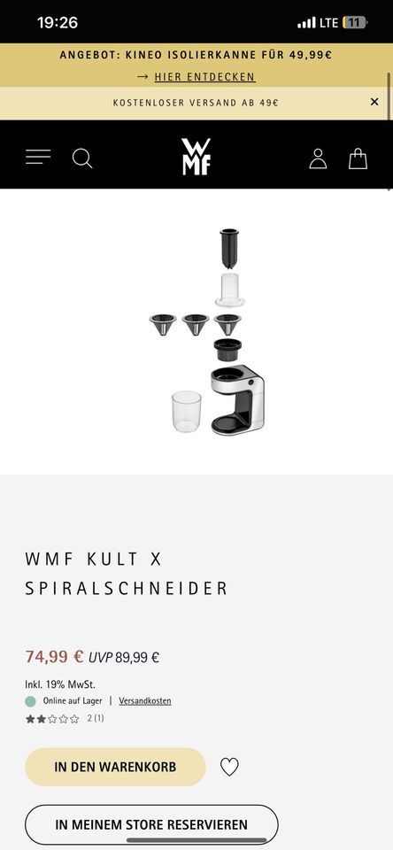 WMF Kult X Spiralschneider in Bremen