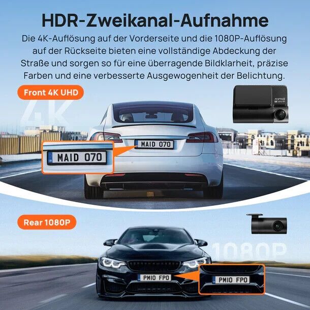70mai Front Dash Cam A810 4K integriertes GPS, ADAC, Autuaufnahme in Hürth