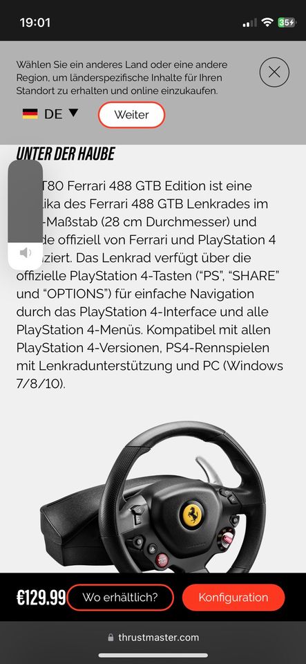 Spiellenkrad für PC,PS4 mit Pedalen in Hohenlockstedt