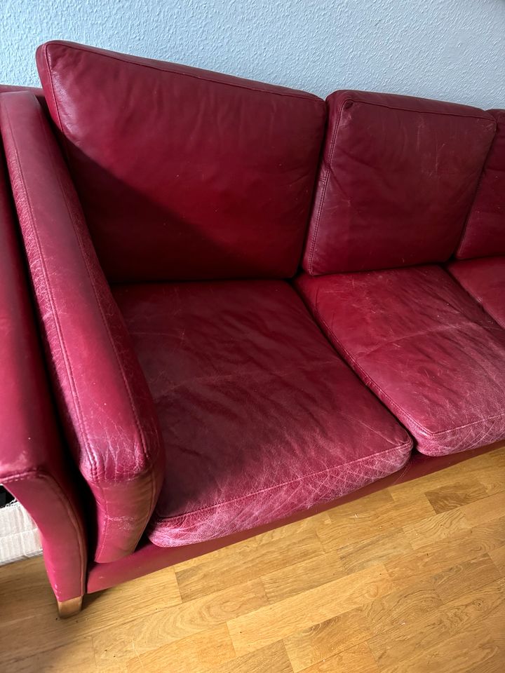 Ledersofa rote Vintage Designer Sofa in Mannheim