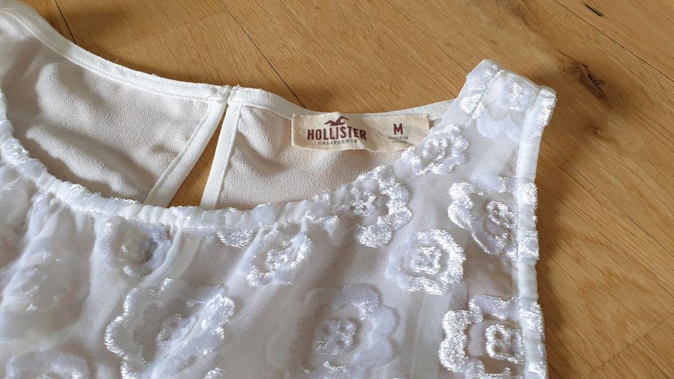 Hollister Bluse S/36 weiß Spitze Chiffon Volants in Steinfurt