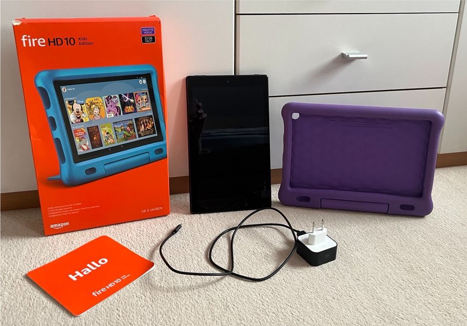 amazon fire HD10 Kids Edition Tablett violette Hülle 32 GB OVP in Vetschau