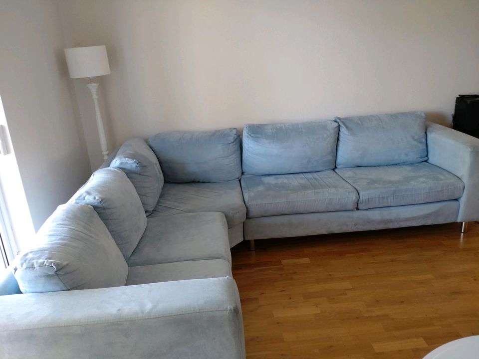 Ecksofa in hellblau Microfaser in Göppingen