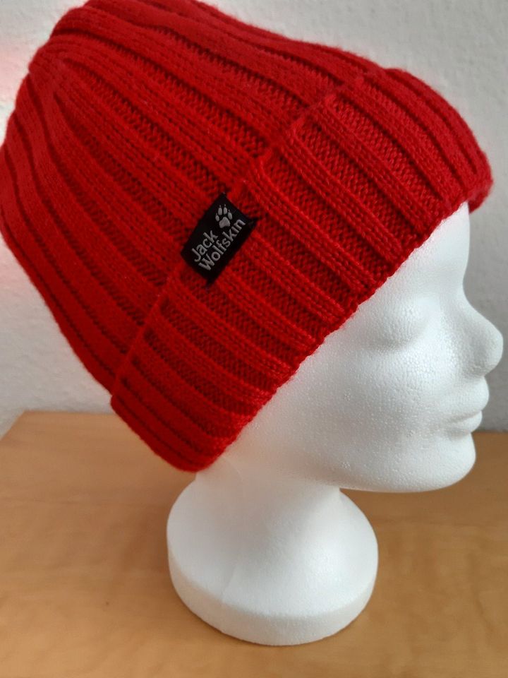 Rib Knit Beanie Jack Wolfskin rot winddichte Mütze Strickmütze in Köln