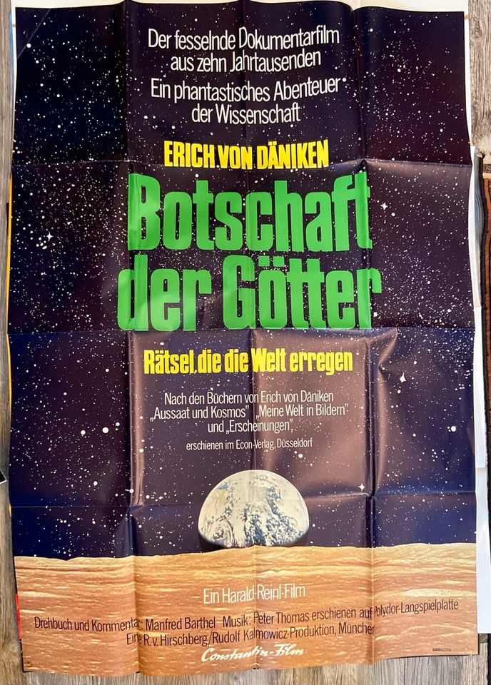 Original Kino Plakat/Erich von Däniken Botschaft der Götter 1977 in Oberhausen