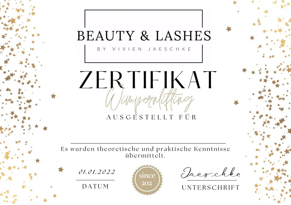 Wimpernlifting Schulung mit Starterset, Zertifikat und Mappe in Rosengarten