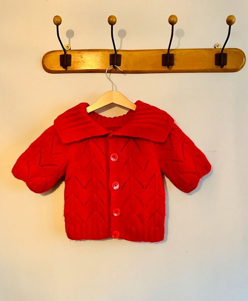 Wollstrickjacke rot handgestrickt Größe 92/98 Waldorf Cardigan in Bonn