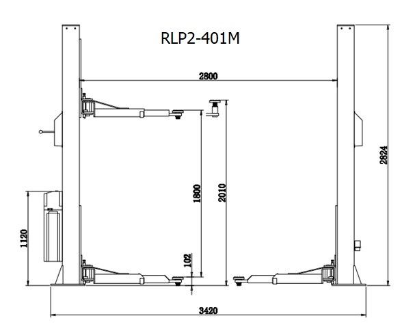 RLP2-401M, 2 Säulen KFZ Hebebühne 4,0 t - RT-Line. 400V Anschluß in Niederfischbach