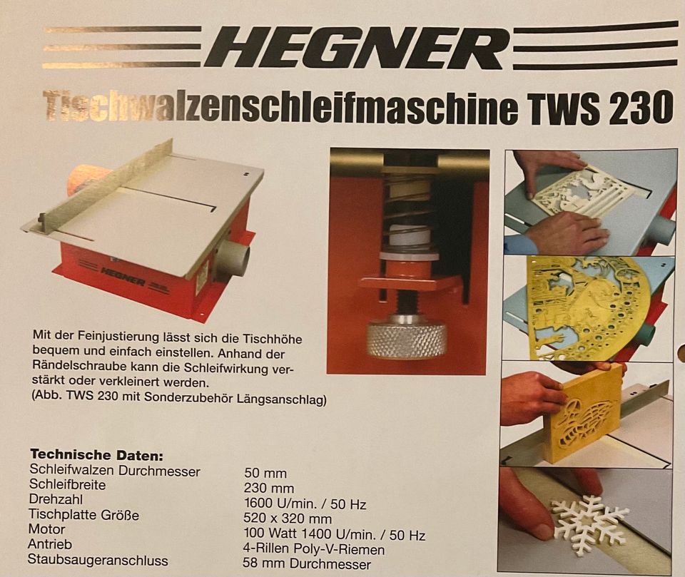 Hegner TWS 230 Tischwalzenschleifmaschiene, Komplett-Set in Oldenburg