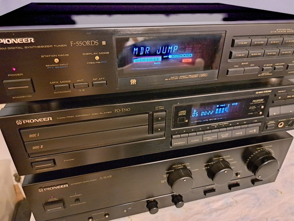 Pioneer Hifi Anlage, Vintage, Doppel CD, Tuner, Verstärker, Fernb in Dresden