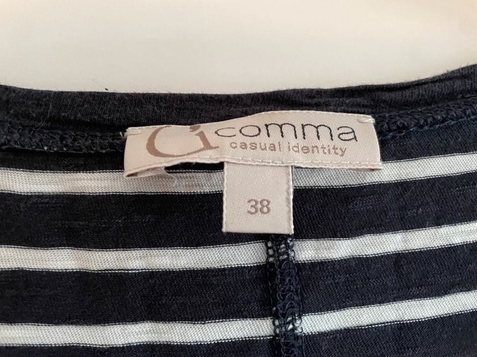 Comma, Shirt, geringelt, dunkelblau, Größe 38 in Nümbrecht