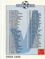 Panini  Action cards Fussball 92/93  Check Card Nr. 239 Nordrhein-Westfalen - Remscheid Vorschau