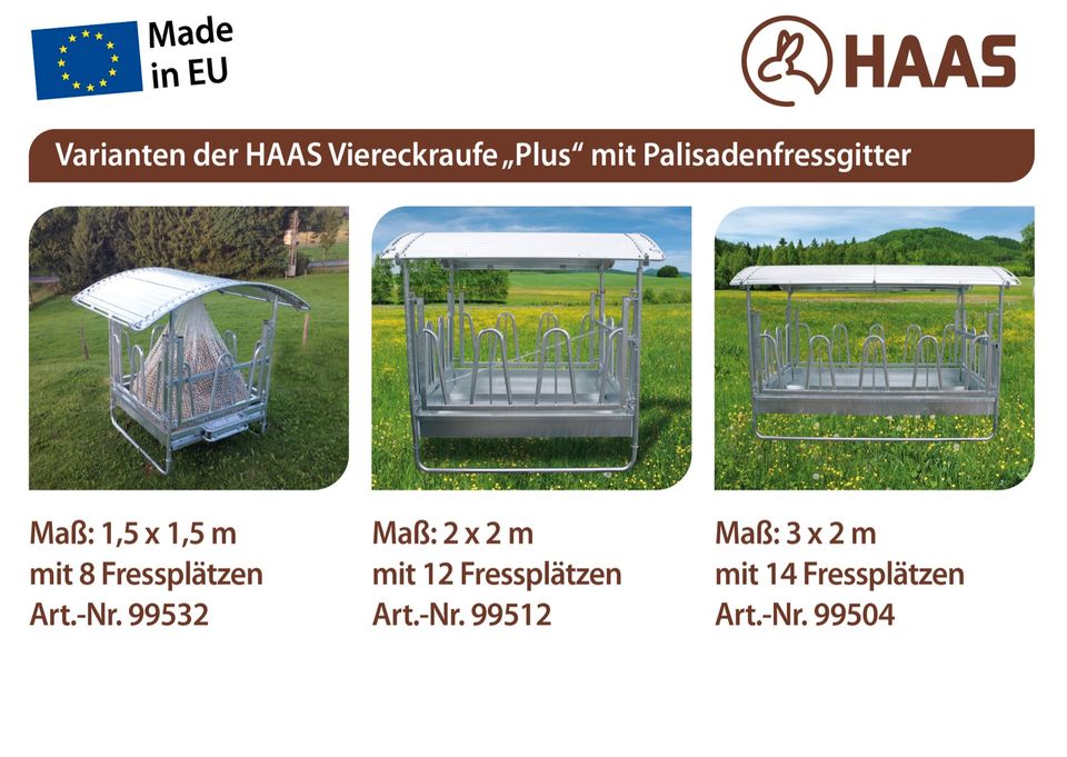 HAAS Viereckraufe "Plus" Palisadenfressgitter (2x2 m) MEGAANGEBOT in Nümbrecht