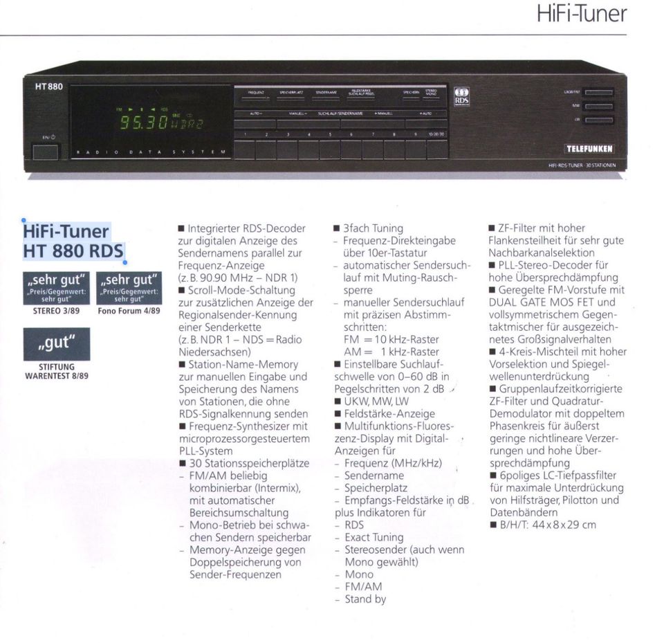 HiFi-Tuner HT 880 RDS Telefunken in Großbettlingen