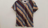 Shirt JP schimmernd vintage Gr. 40  Streifen goldgelb braun blau Nordrhein-Westfalen - Goch Vorschau