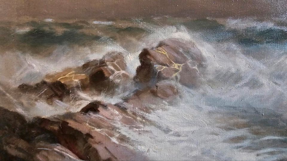 Gemälde maritim Meeresbrandung Felsküste in Kyritz