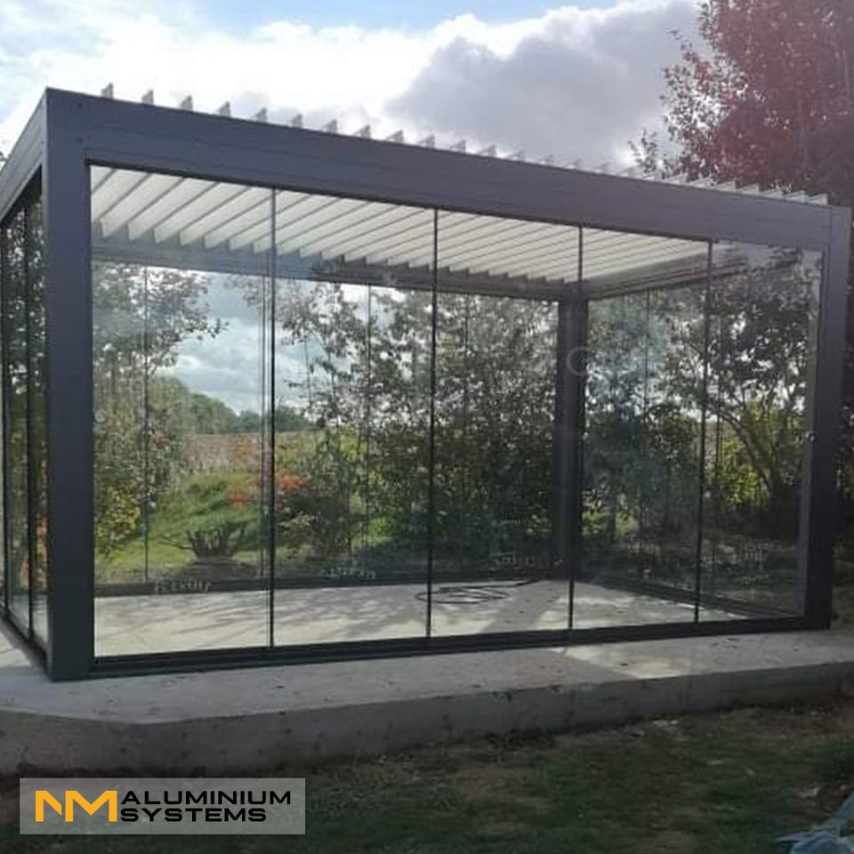 Glasschiebewand Aluminium Glaswand Glasschiebetür 2,9 m x 2 m in Nauheim