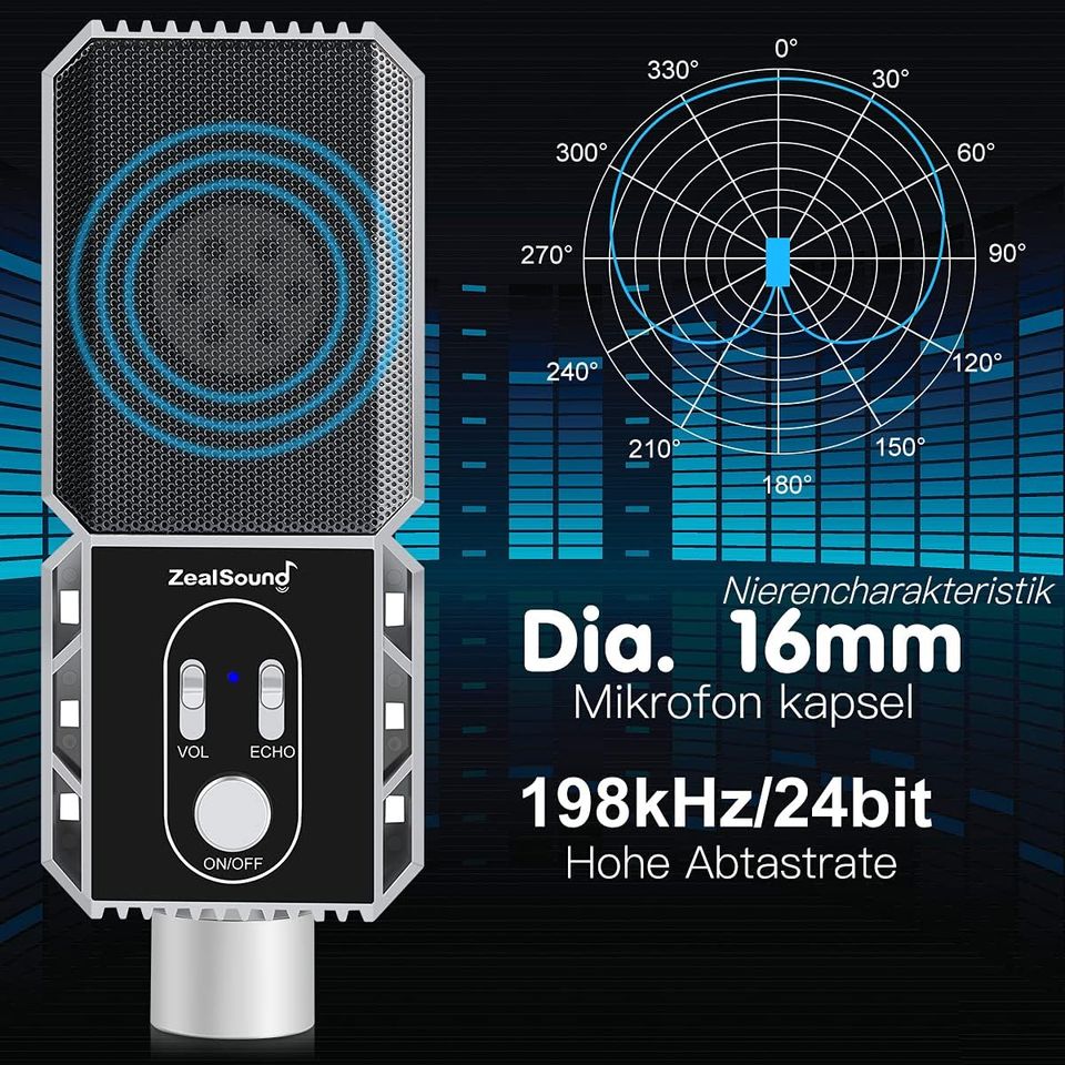 ZEALSOUND E-900 A | USB Mikrofon 3,5 Klinke | Smartphone PS4 PS5 in Cloppenburg