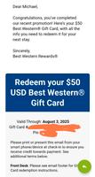 2x 50$ Best Western Gutschein Guthabenkarte Gutscheinkarte Eimsbüttel - Hamburg Schnelsen Vorschau