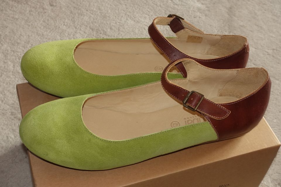 -Neu- Waschbär Öko Ballerinas apfelgrün/braun Gr.42 in Eppstein